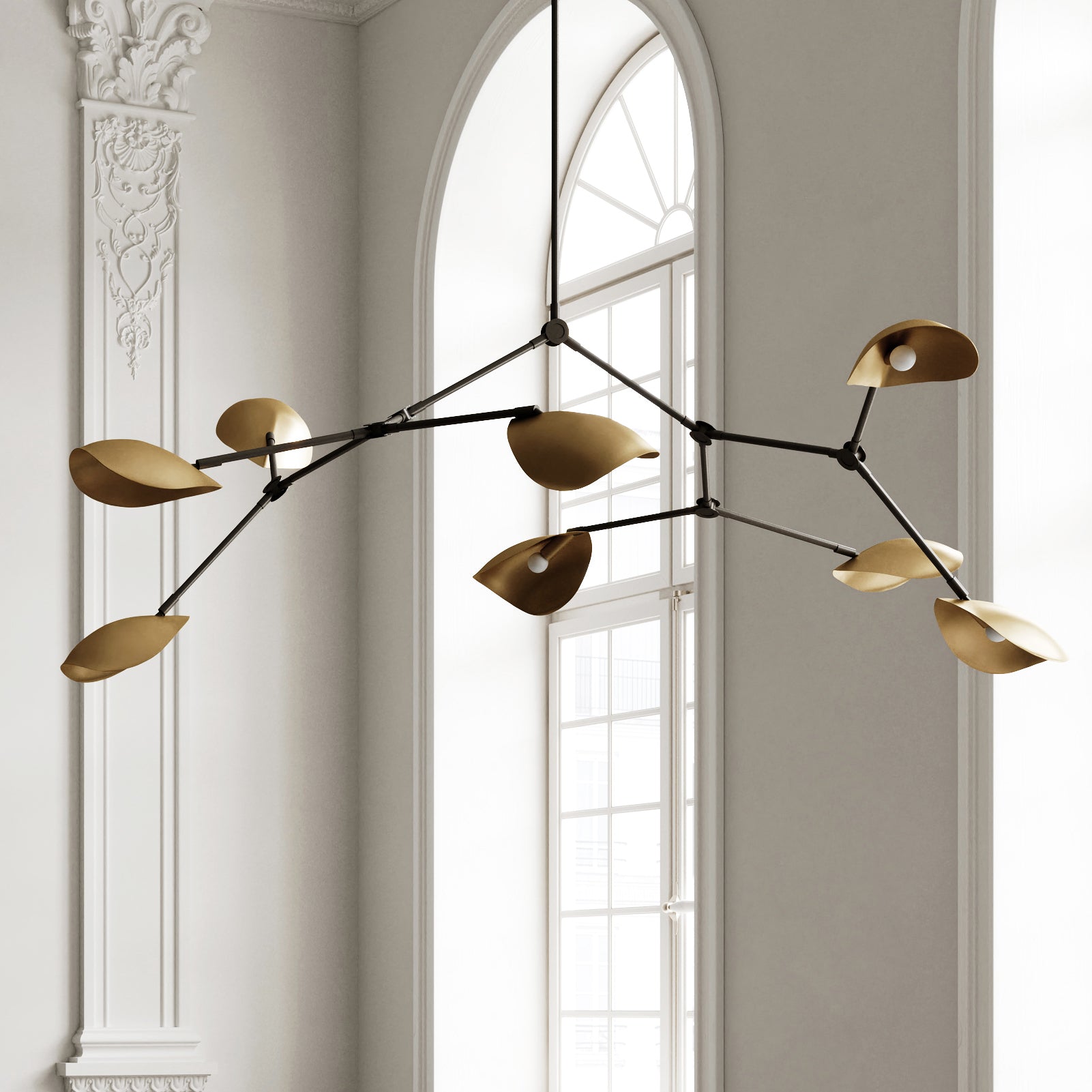 Stingray Chandelier, Brass w/ Rods