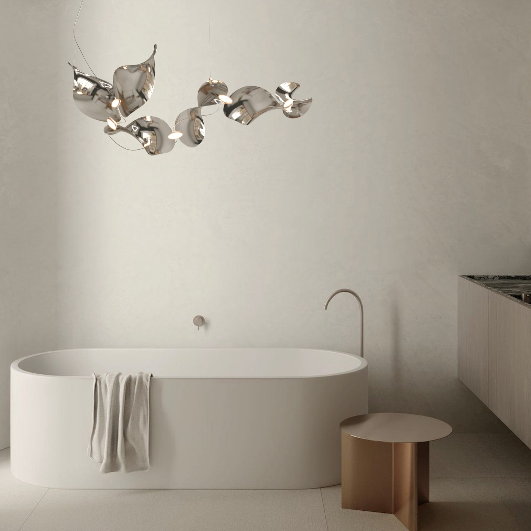 Dune 6 Curve Chandelier - 2 Finish Options*
