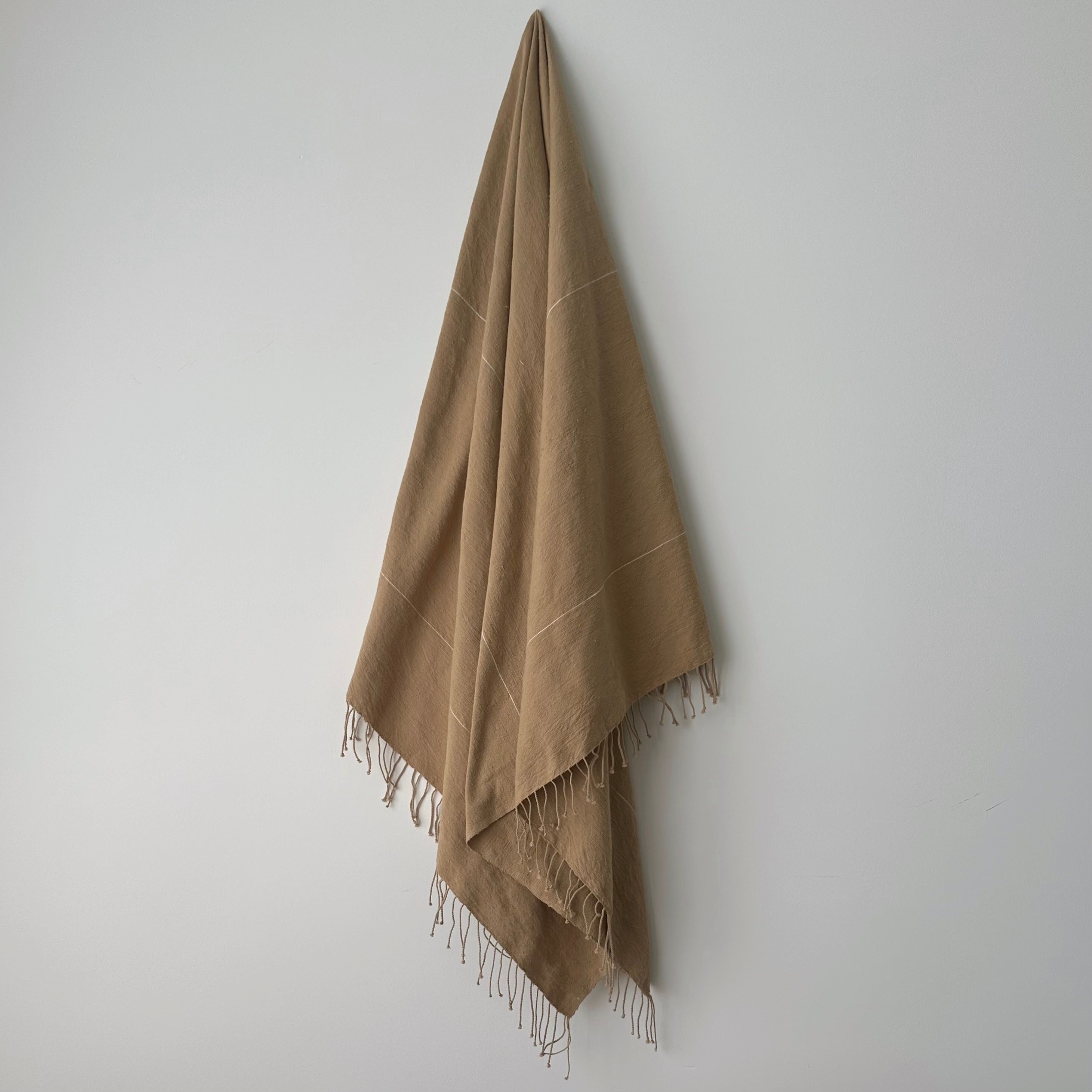 Myrsky Towel, Brown with Beige Stripe - Hand Woven