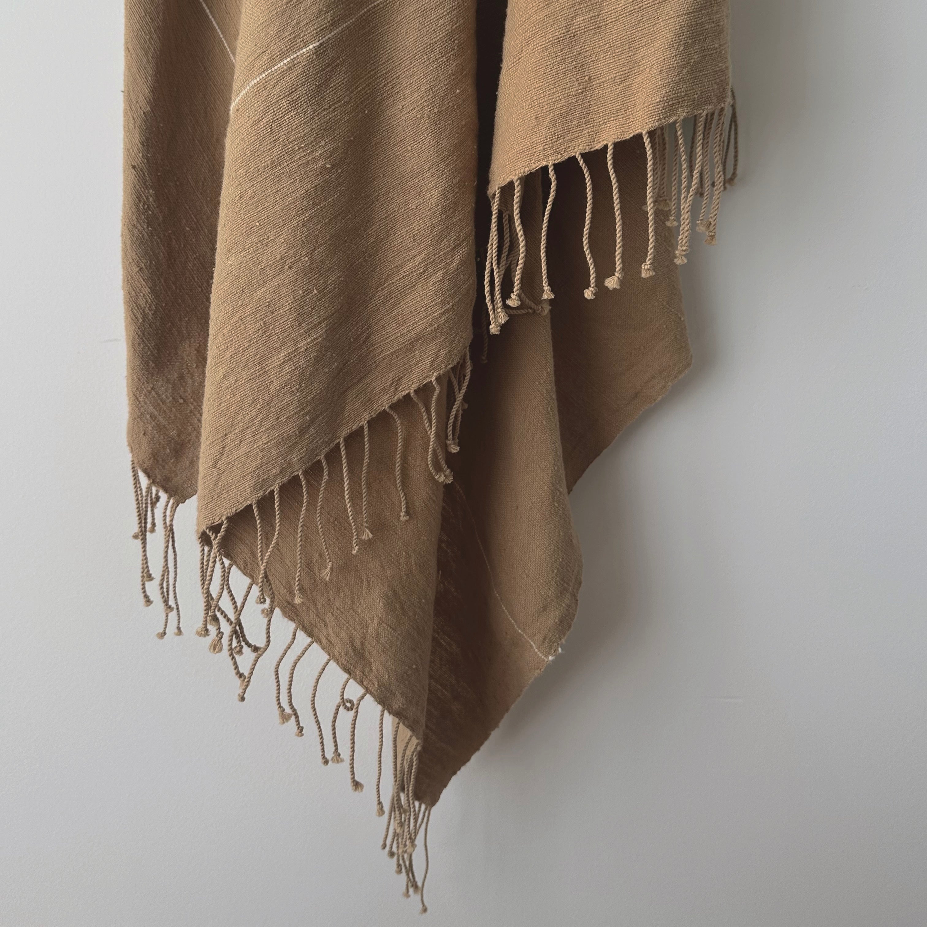 Myrsky Towel, Brown with Beige Stripe - Hand Woven