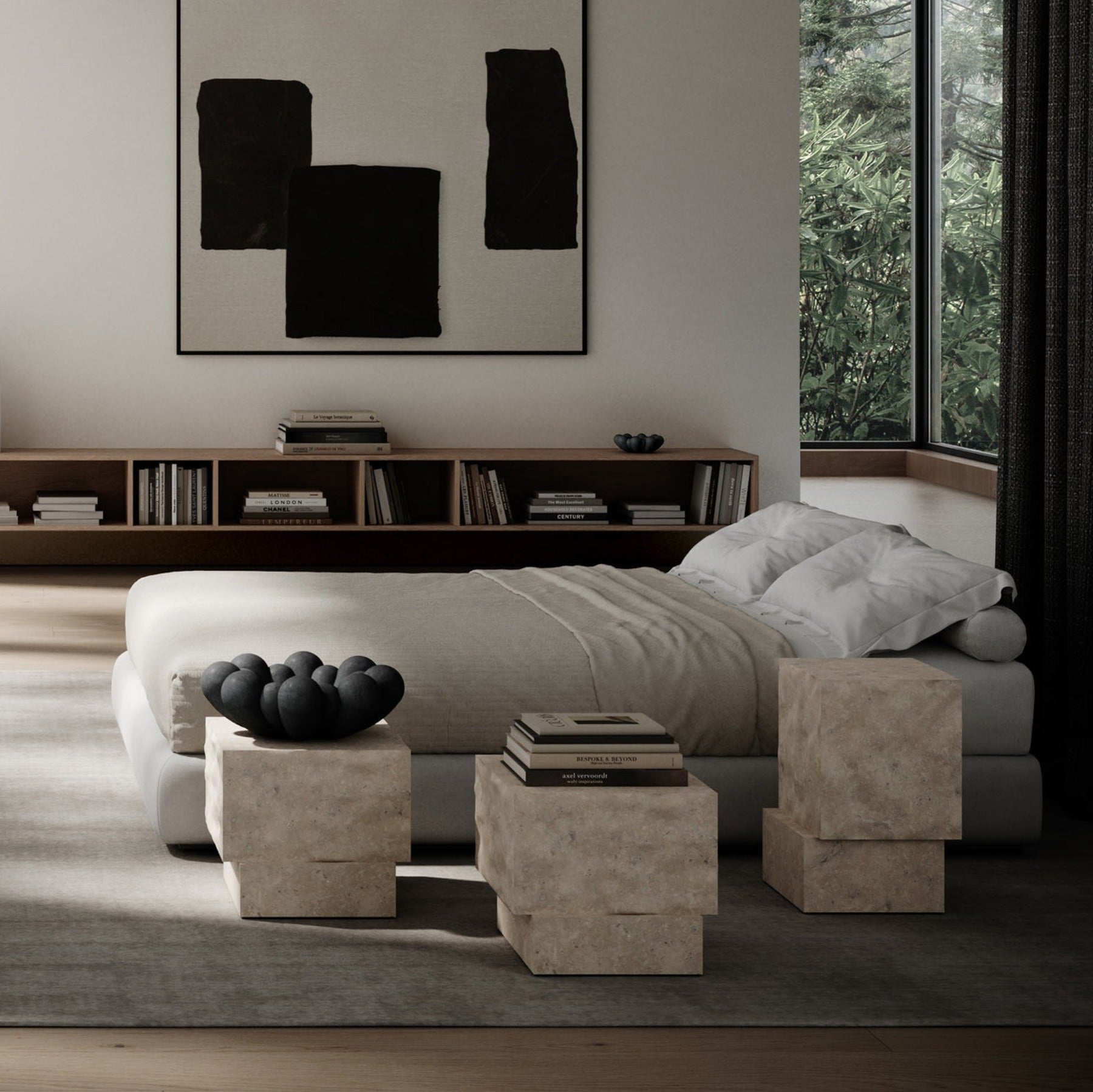 Temple Coffee Table, Tall - Limestone