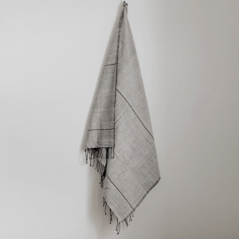 Myrsky Towel Collection | Grey & Black Stripe - Hand Woven