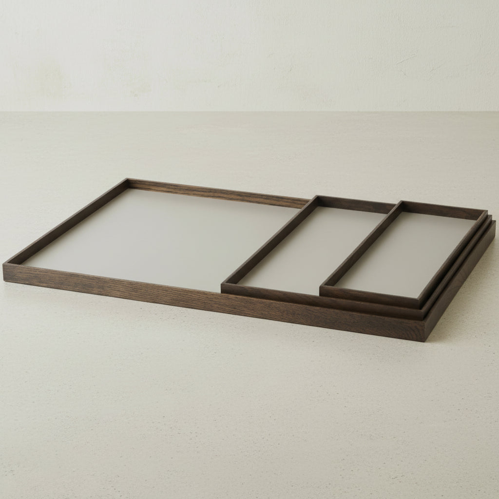 FRAME tray large, smoked oak/grey
