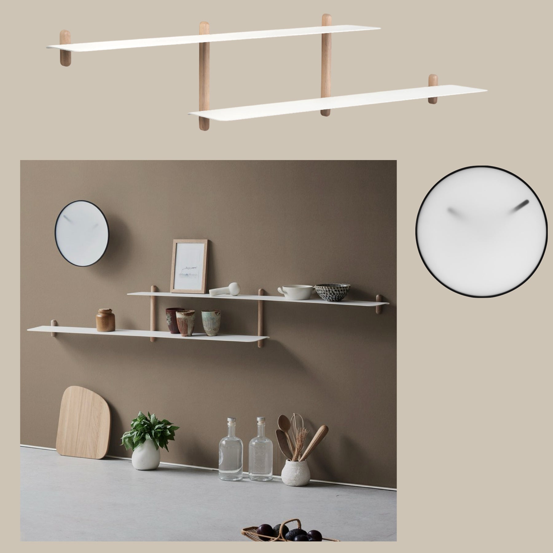 NIVO Shelf Small H - light oak/white