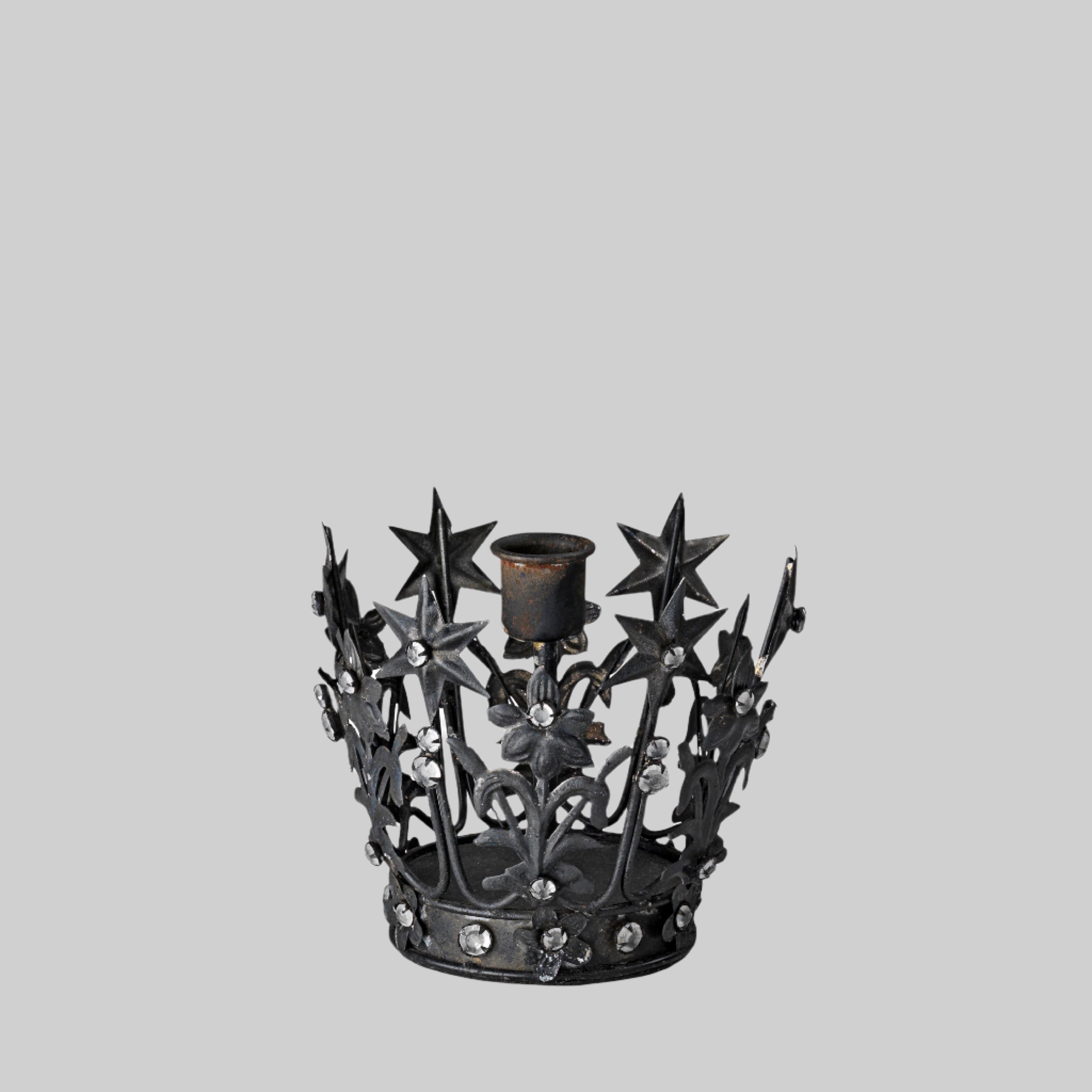 NOSTALGIA crown candleholder, single - black