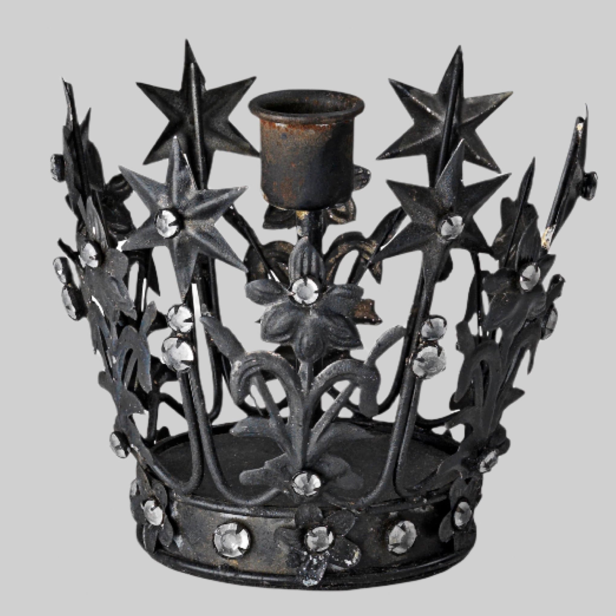 NOSTALGIA crown candleholder, single - black