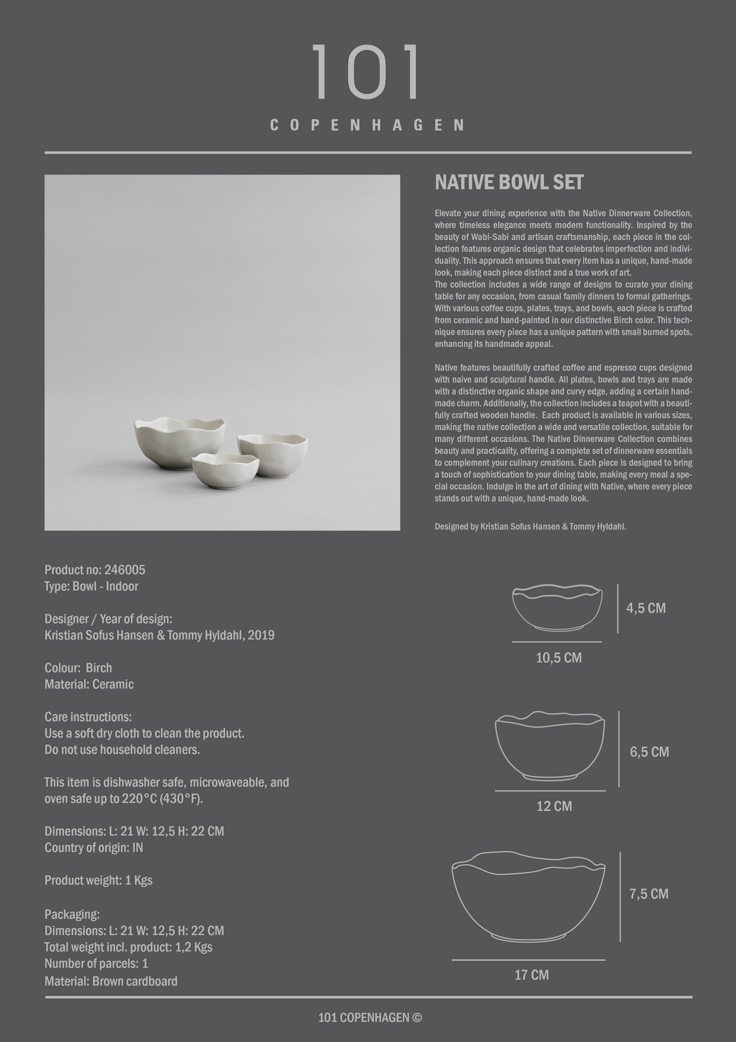 101 Copenhagen - Native Bowl Set - Birch - Bowl set