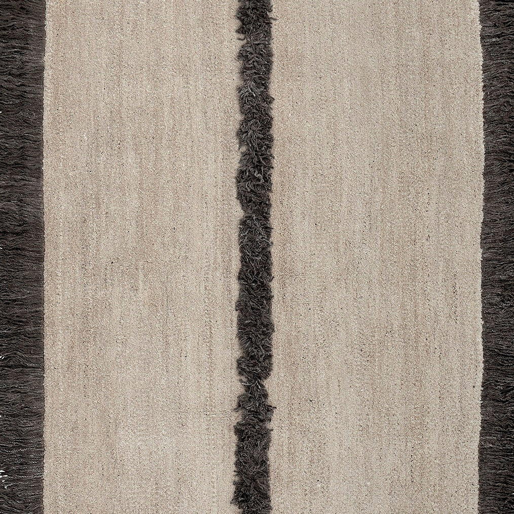 Nurja - White + Black - Hand Knotted Rug