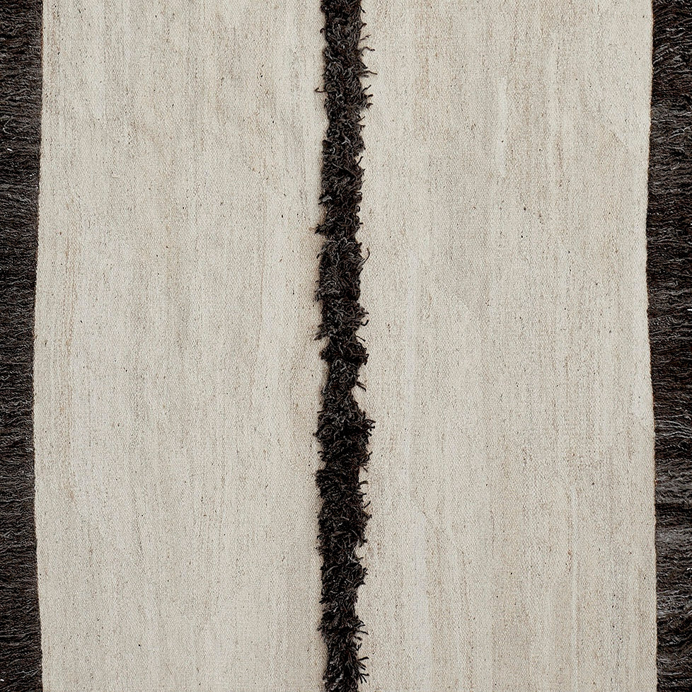 Nurja - White + Black - Hand Woven Rug