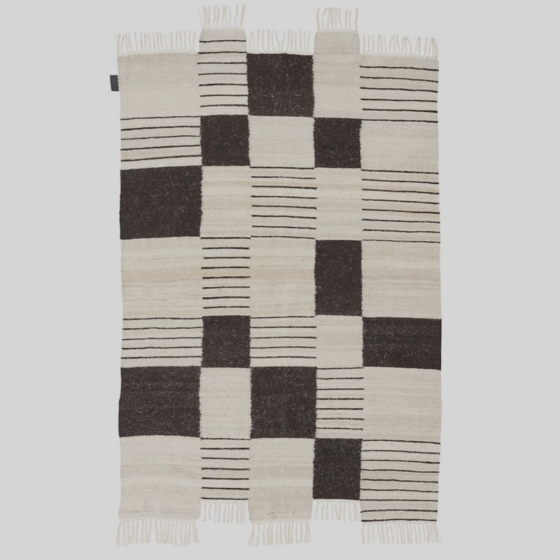 Palsta, White + Black - Hand Woven Rug