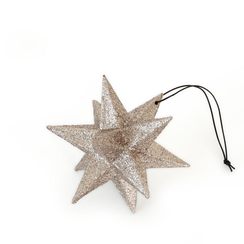 Holiday Ornament - Polygon star, champagne. (box of 4)