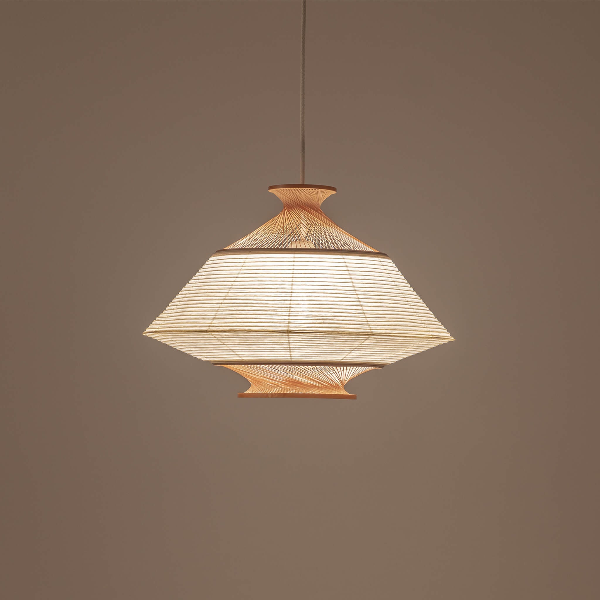 Adjustable pendant light with the shade turned upside down