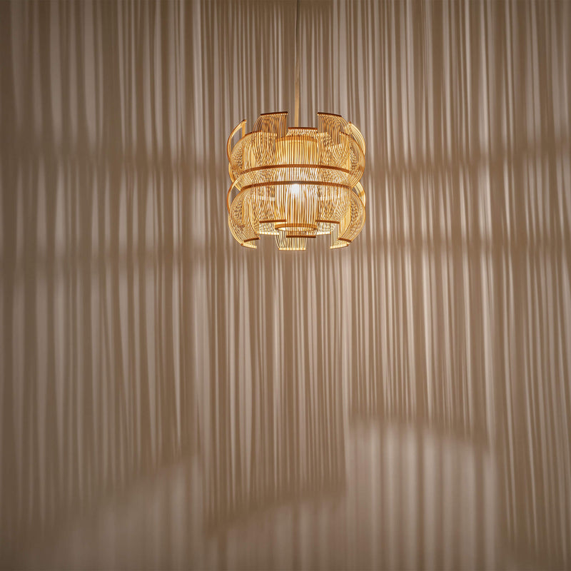 Bamboo pendant light and the lightshow it creates