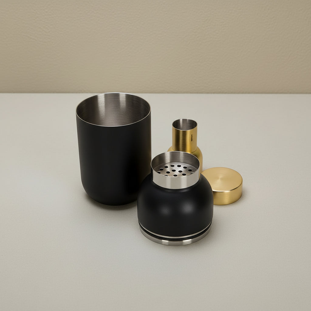 Collar Cocktail Shaker, Black & Brass