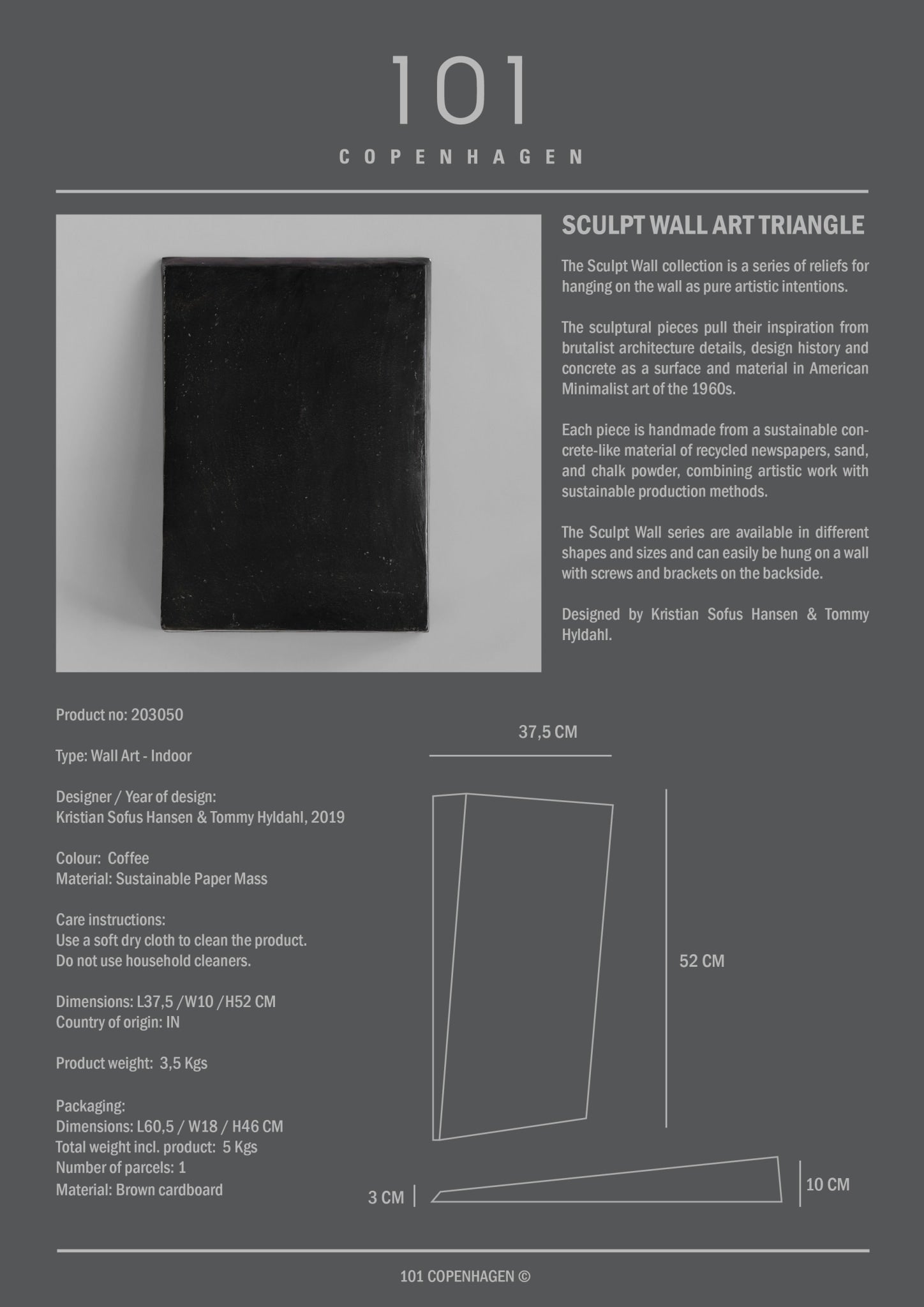 Sculpt Art - Triangle,  Mini - Coffee - 101 CPH