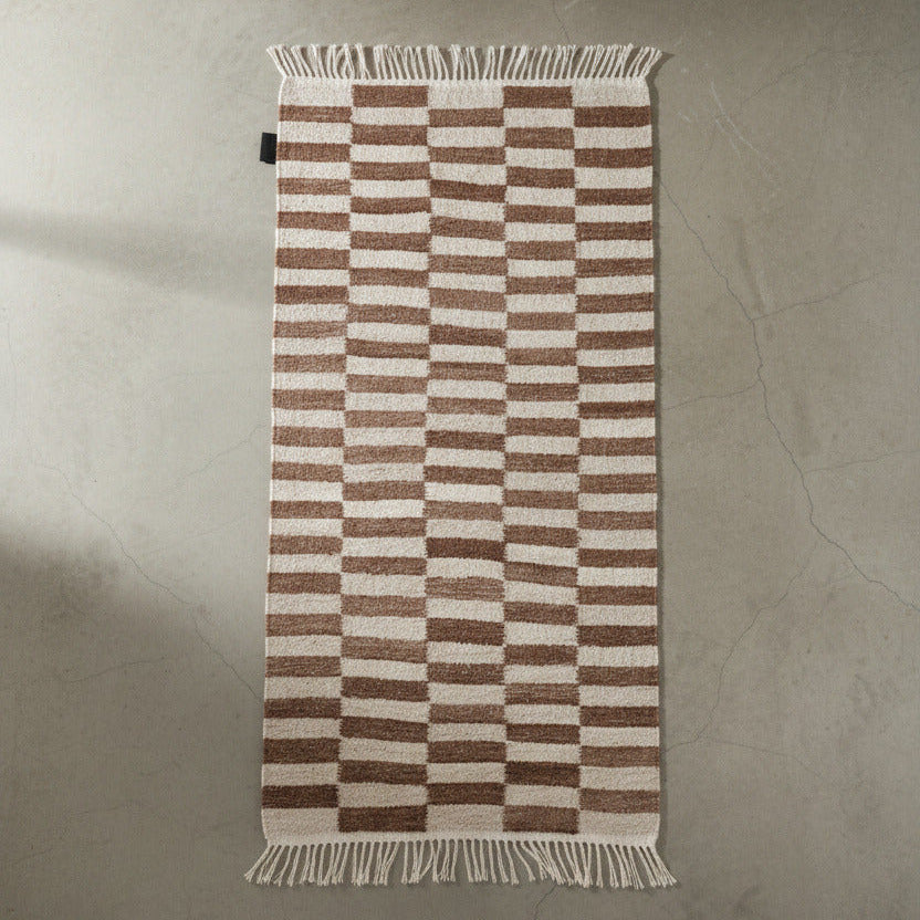 Abeba - White + Brown - Hand Woven Rug