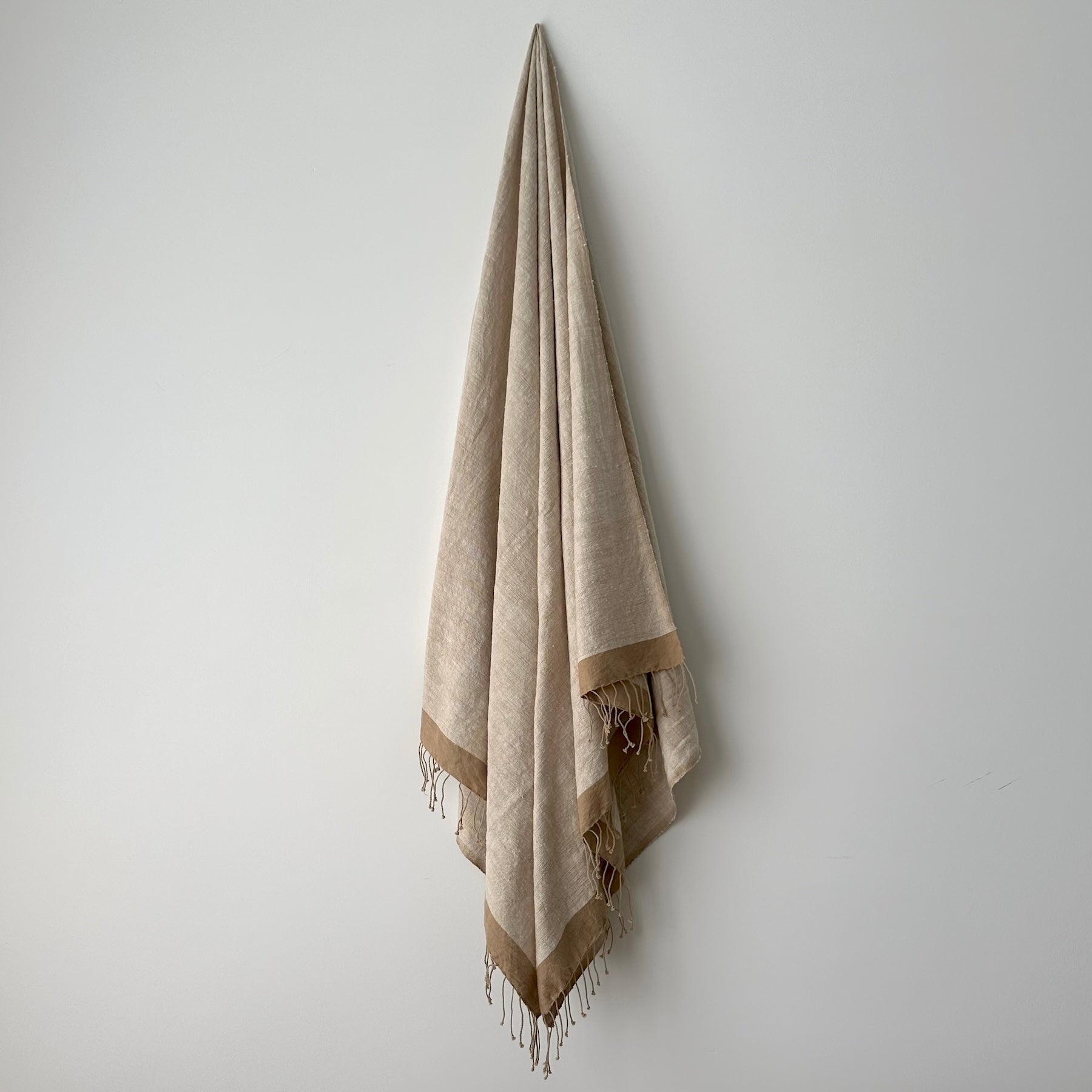 Savu Towel, Beige with Brown Edge - Hand Woven