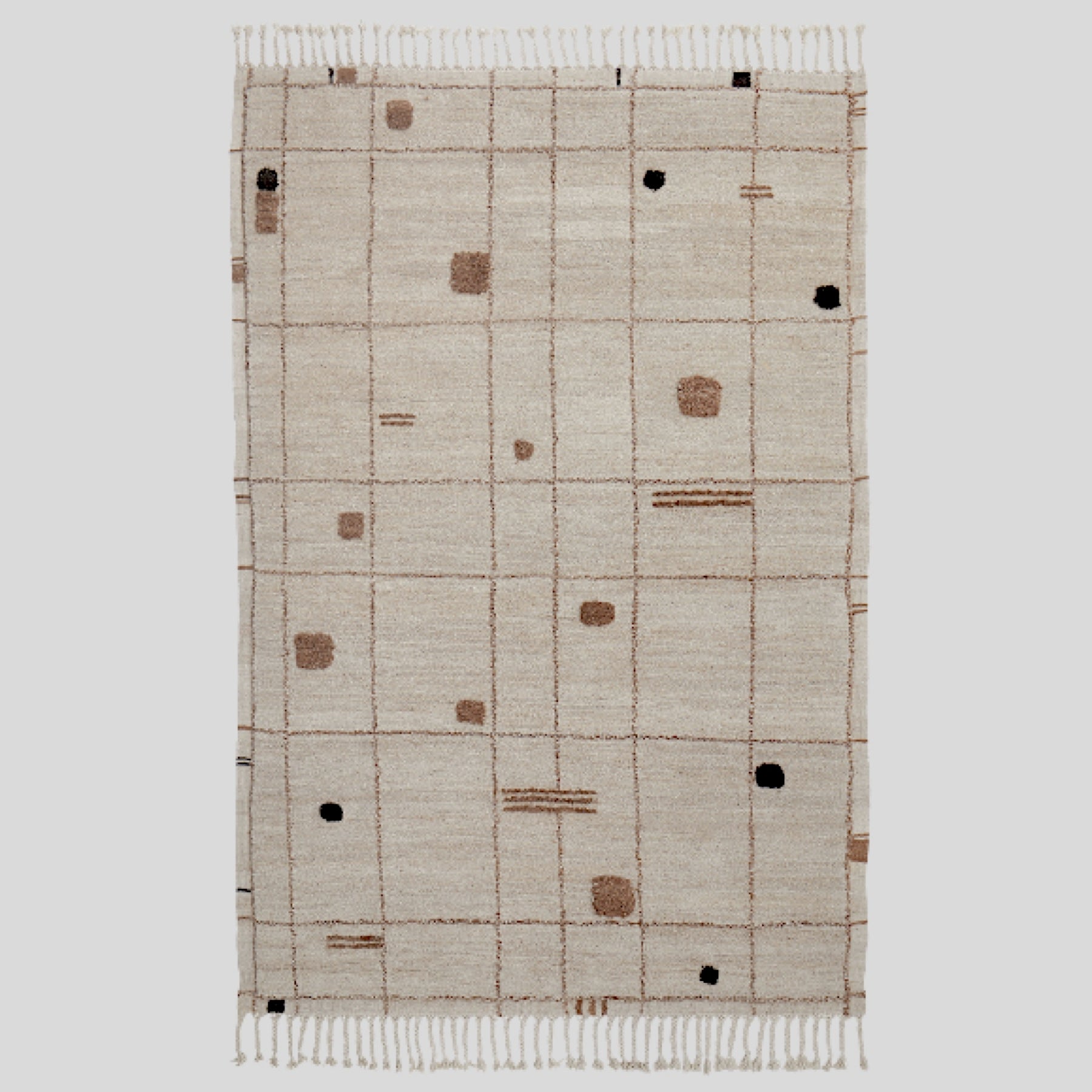 Virta - White, Brown & Black - Hand Knotted Rug