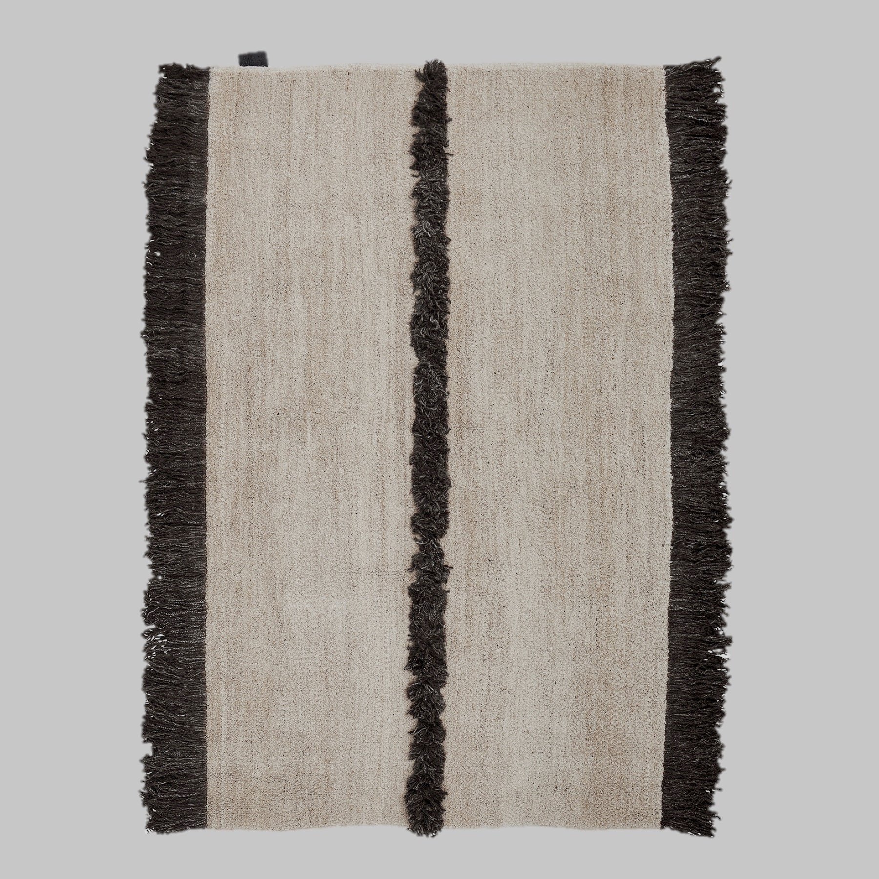 Nurja - White + Black - Hand Knotted Rug