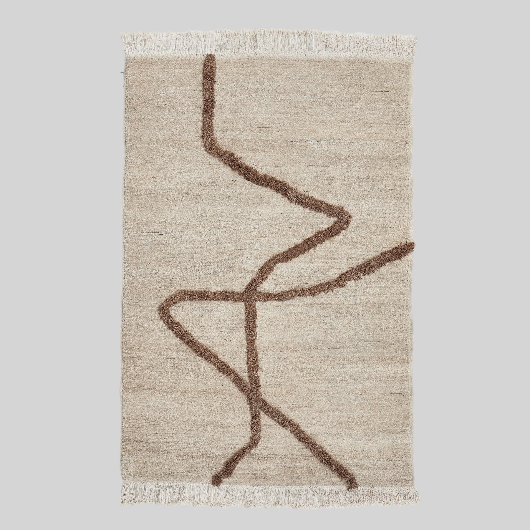 Vuoristo - White + Brown - Hand Knotted Rug