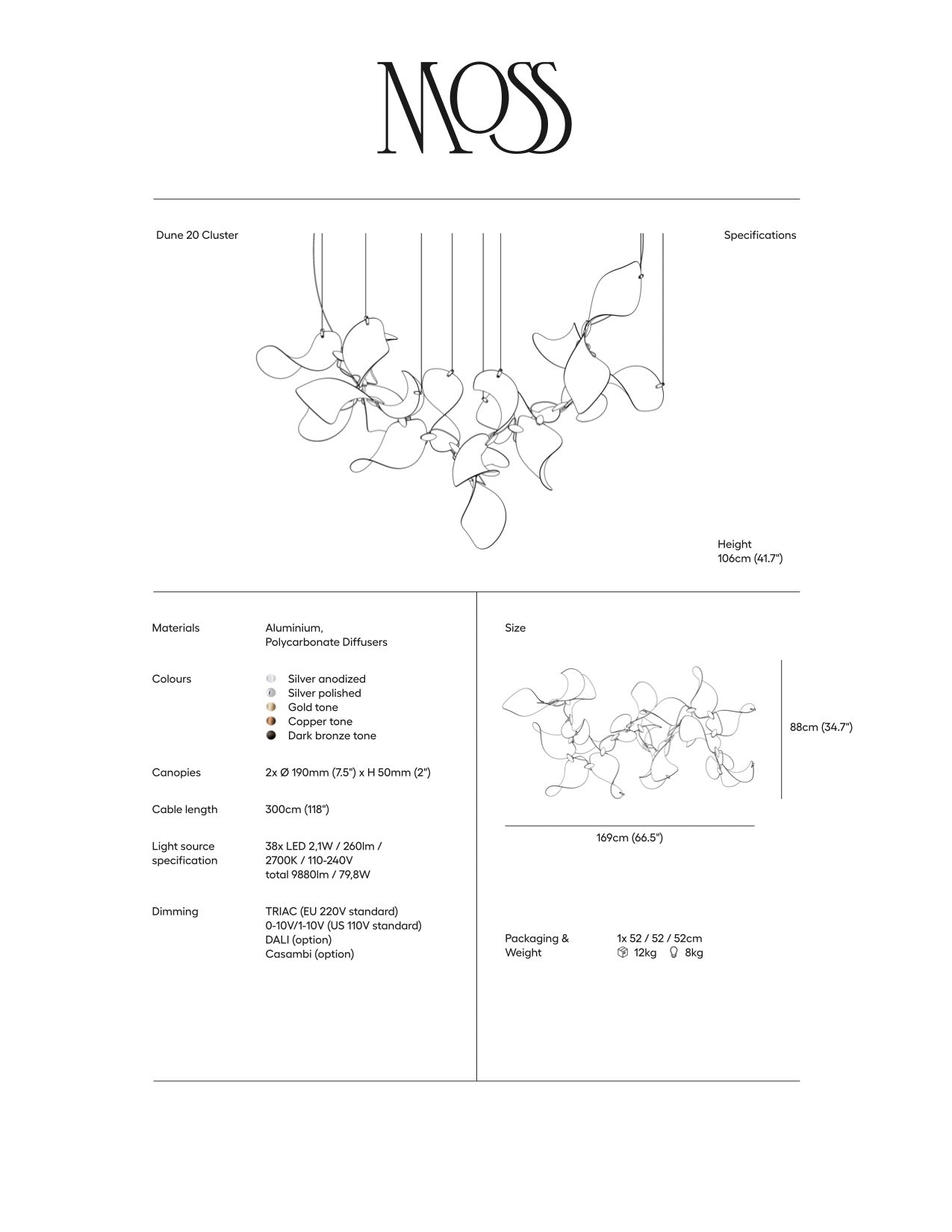 Dune 20 Cluster Chandelier - 5 Finish Options