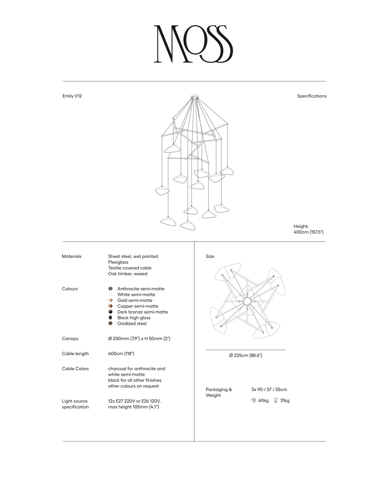 Emily Chandelier, V12 - 7 Finish Options *Made-to-order