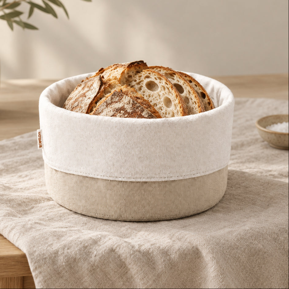 Bread Bag - sand / white