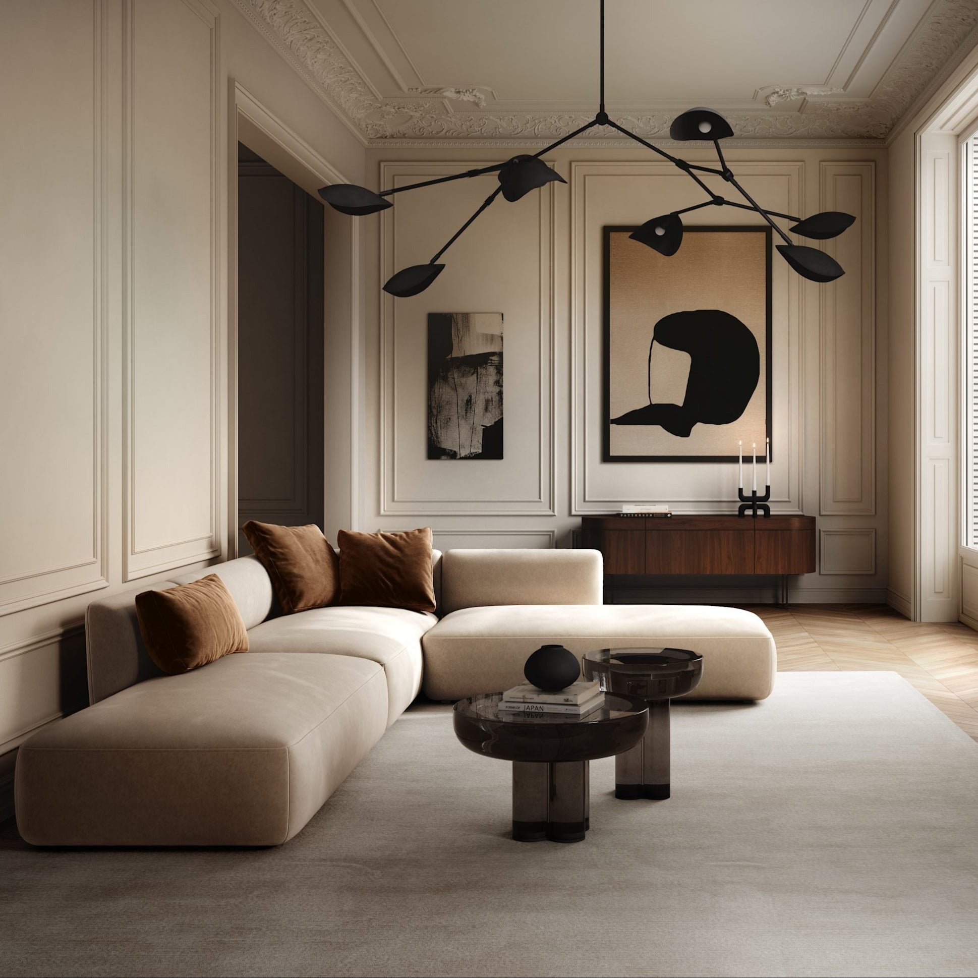 Stingray Chandelier, Grande - Burned Black w/Rods