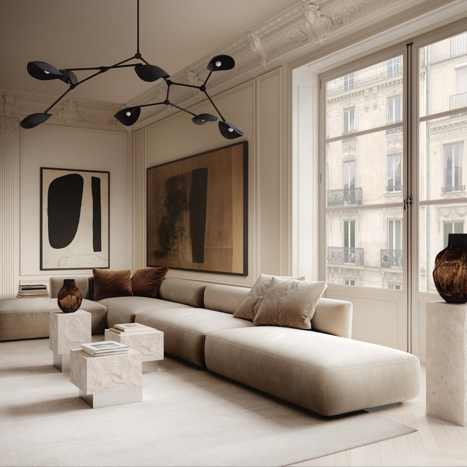 Stingray Chandelier, Grande - Burned Black (5m)*
