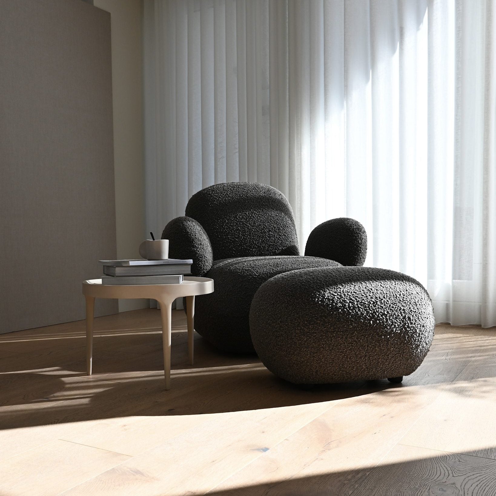 Toe Armchair, Flat - Deep Taupe Bouclé*