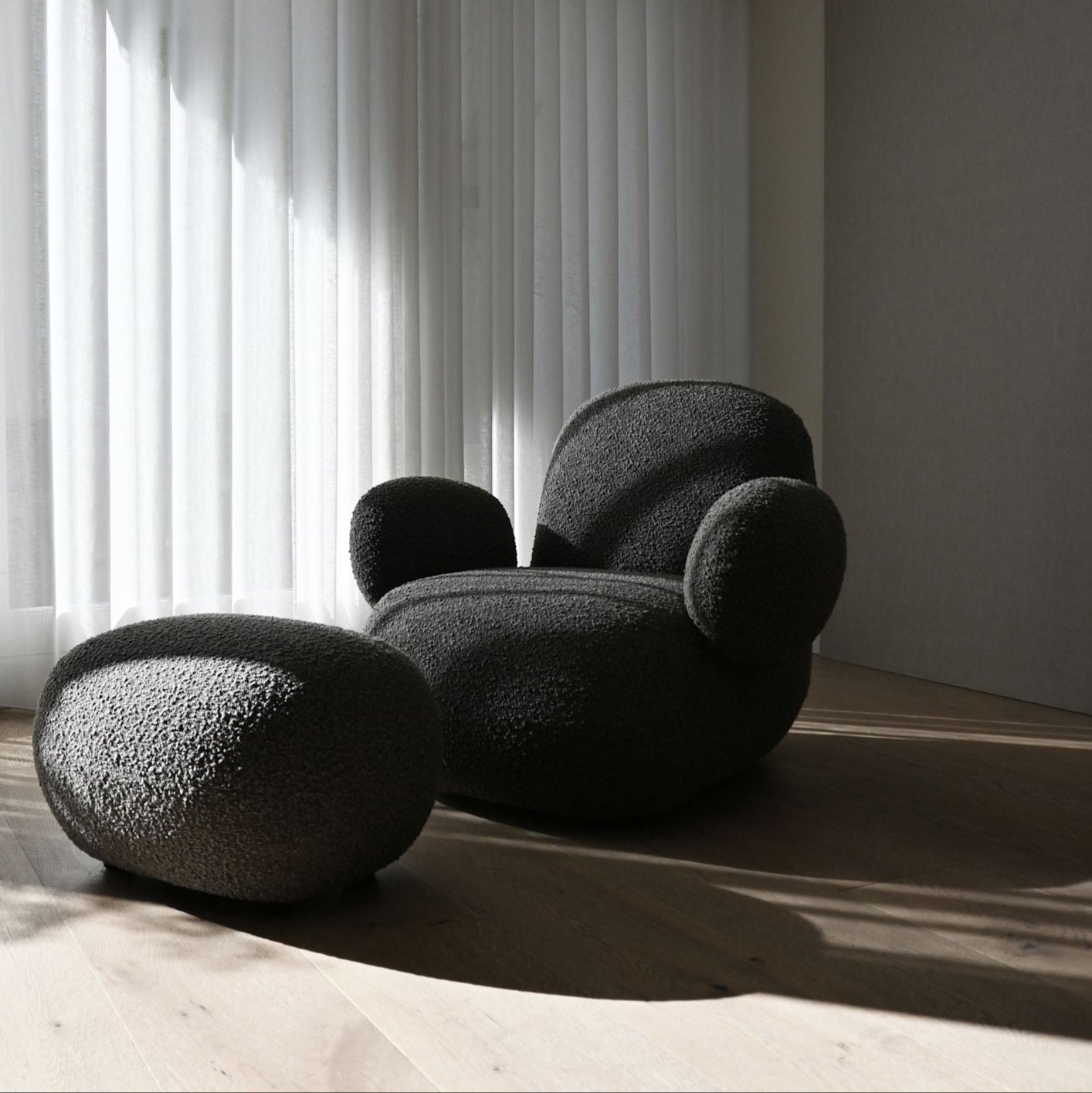 Toe Armchair, Flat - Deep Taupe Bouclé*
