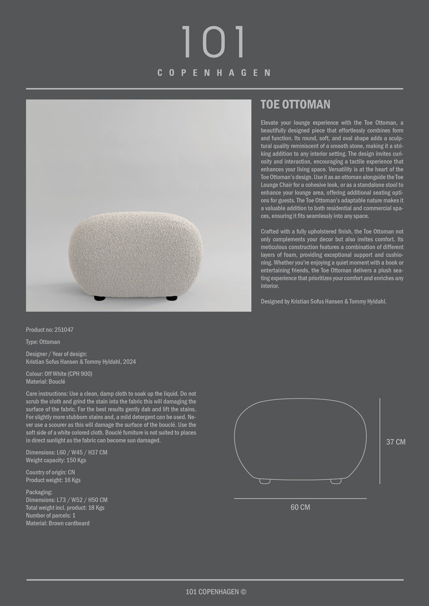 Toe Ottoman - Off White Bouclé*