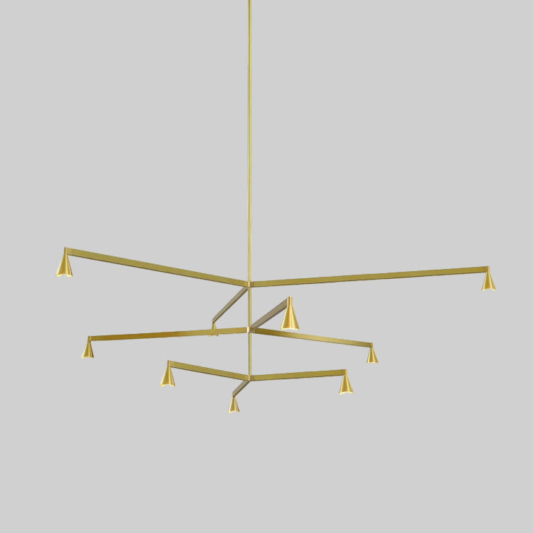 Austere - Chandelier 3Y Brass with fixed rod  250mm + 500mm + 750mm