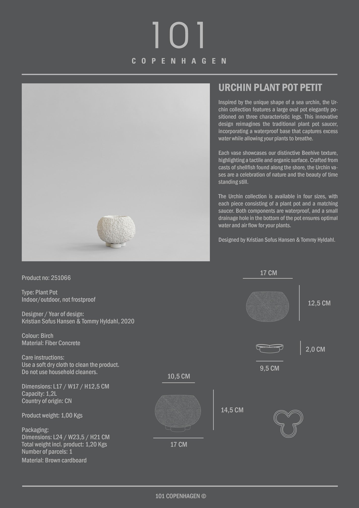 Urchin Plant Pot, Petit - Beehive*