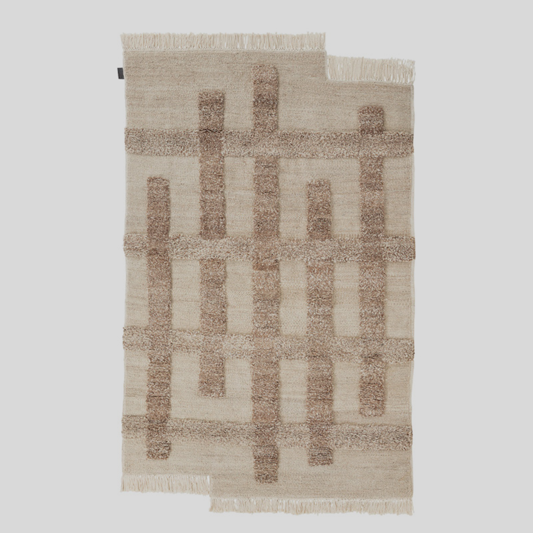 Valli, White + Beige - Hand Knotted Wool Rug