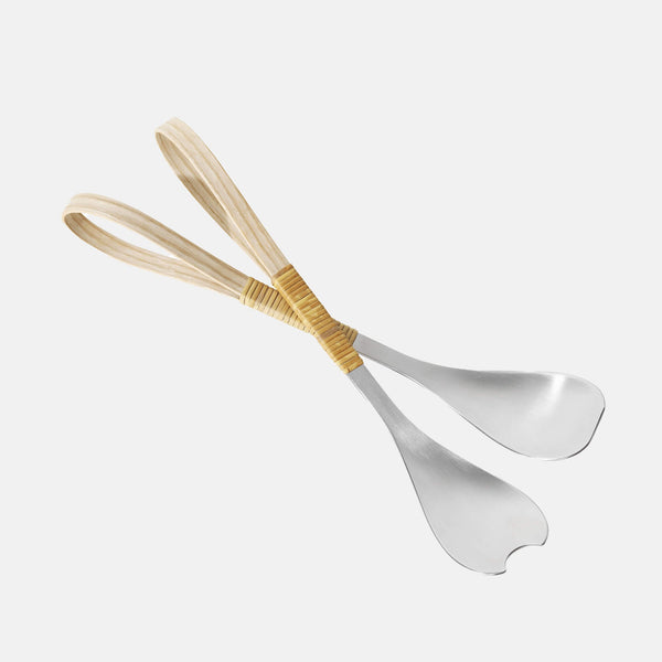 Stainless steel salad cutlery, with wooden handles