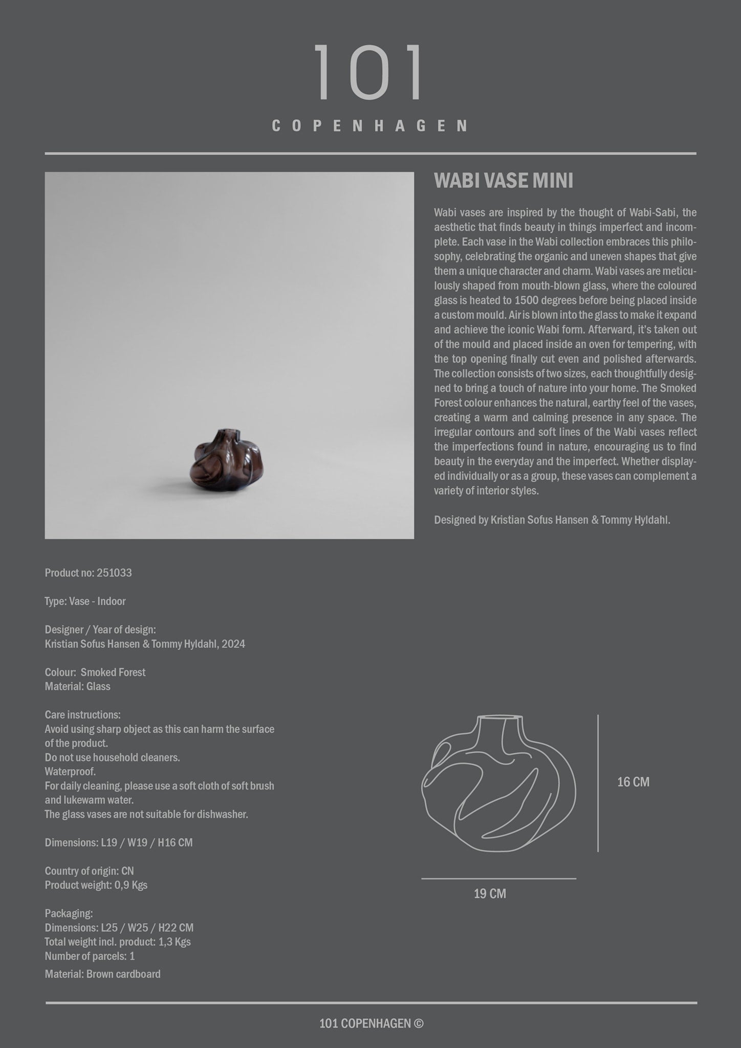 Wabi Vase, Mini - Smoked Forest*