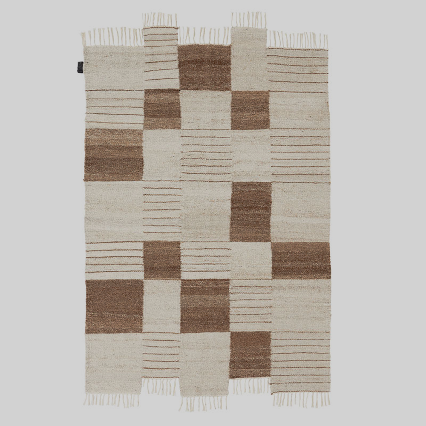 Palsta, White + Brown - Hand Woven Rug