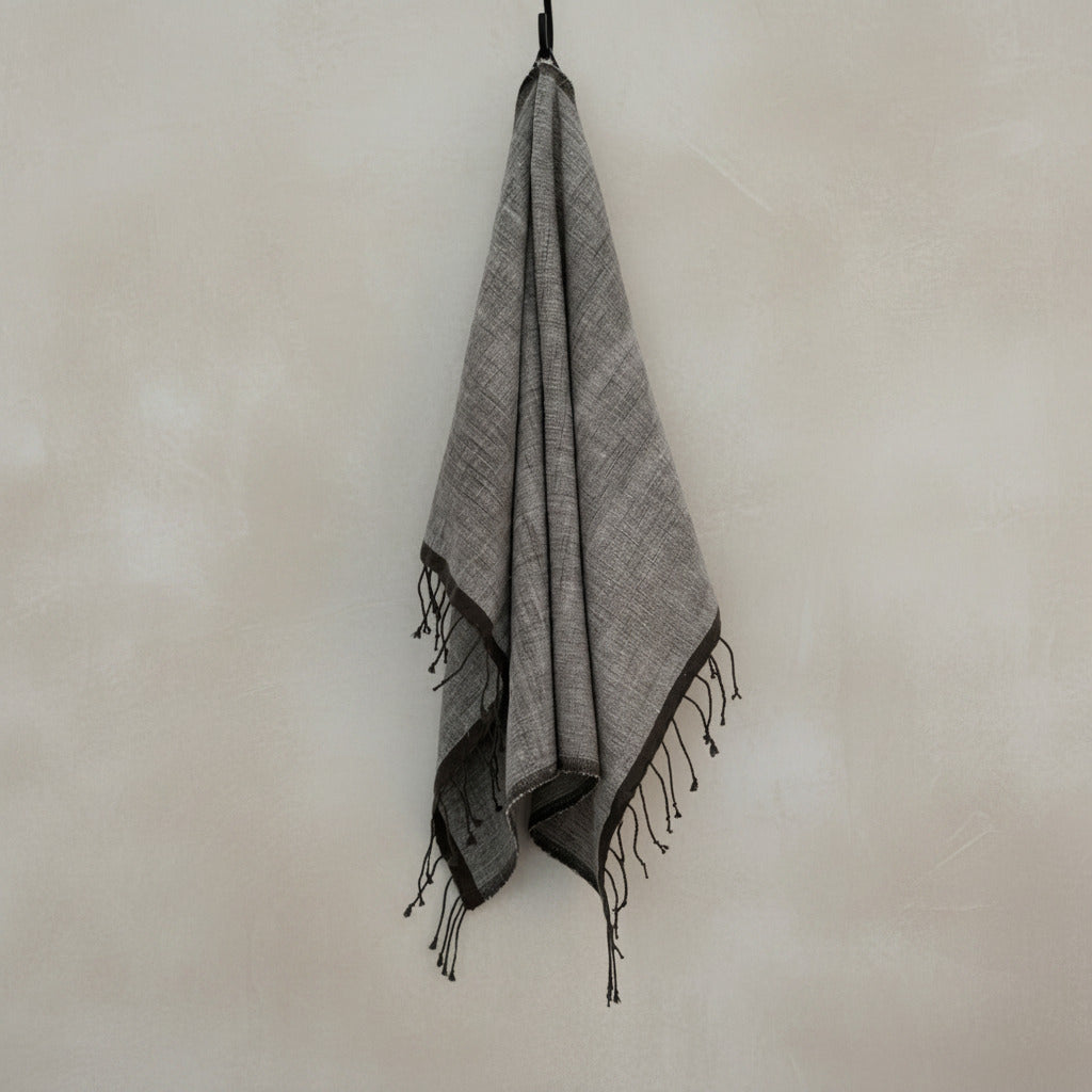 Savu Towel, Grey with Black - Hand Woven