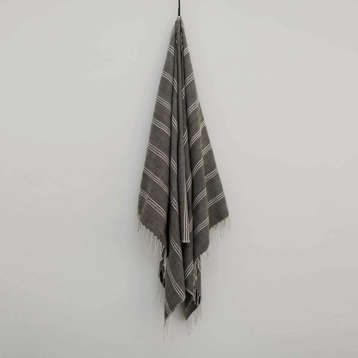 Tihku Towel Collection | Grey with White Stripes - Hand Woven