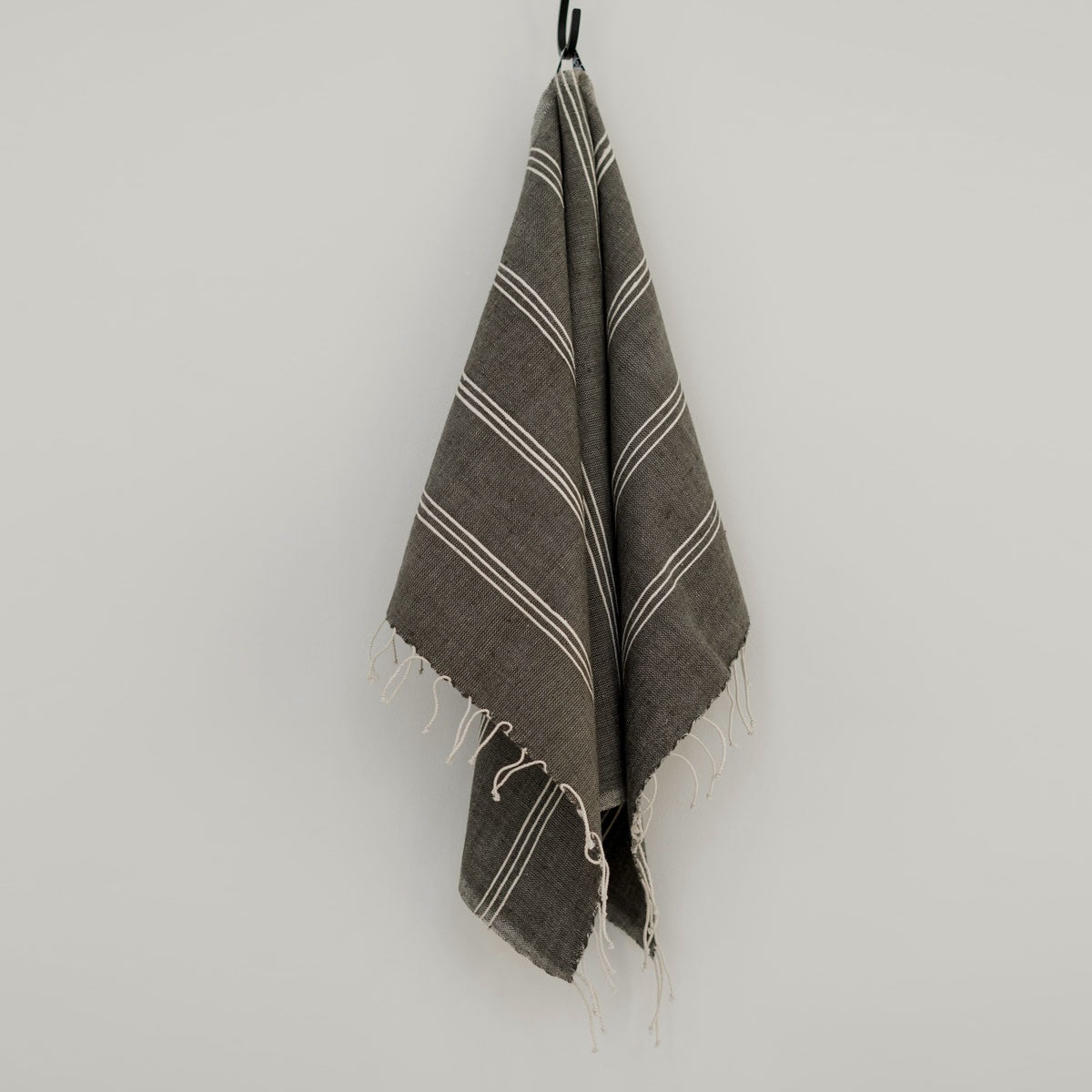 Tihku Towel Collection | Grey with White Stripes - Hand Woven