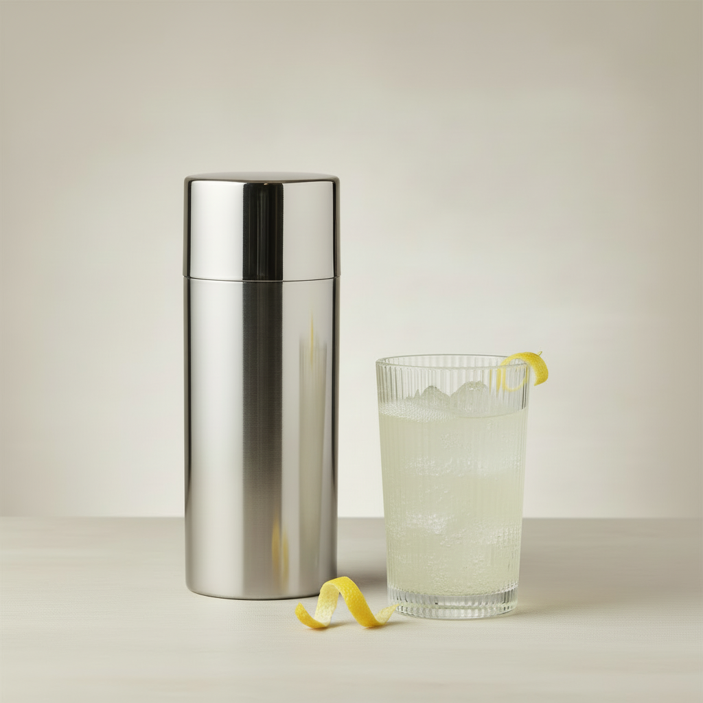 AJ Shaker with Pilastro Glass and Lemon Zest Curl