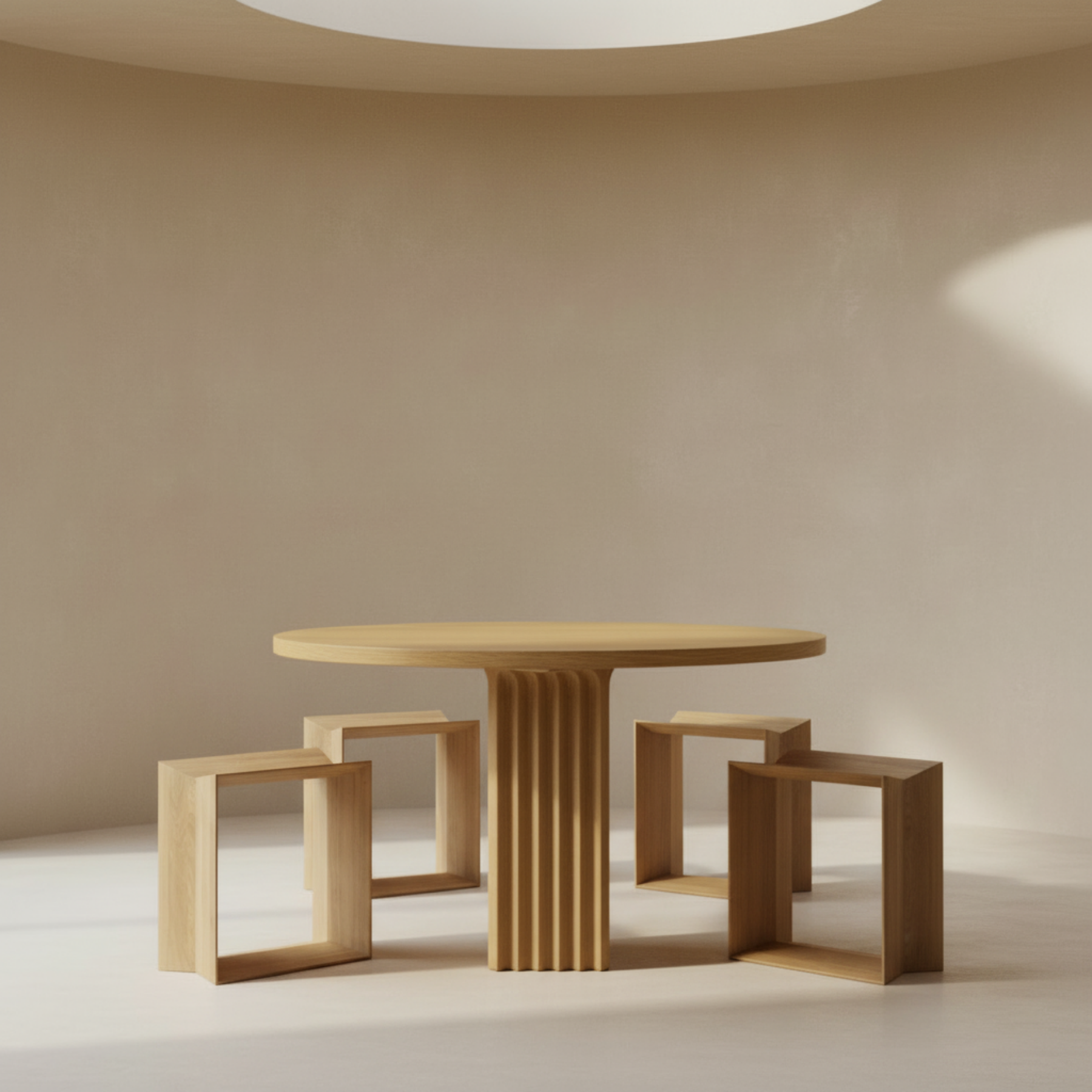 Arc Dining Table with Reflex Stools