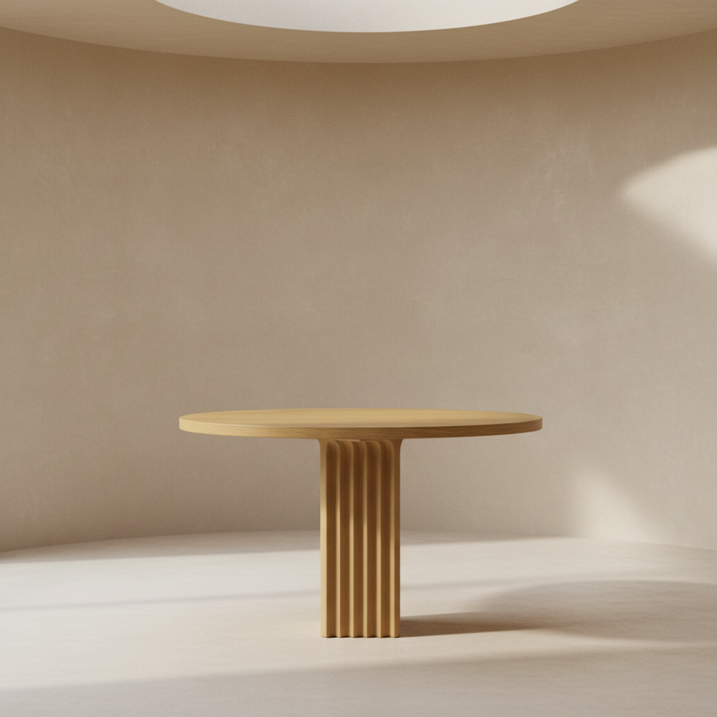 Arc Round Dining Table with Narrow Square Base