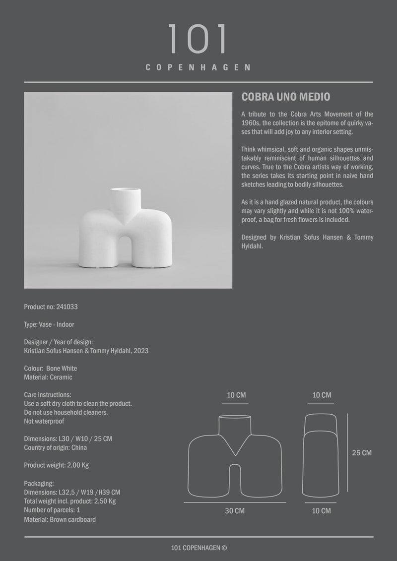 Cobra Vase Uno, Medio - Bone White - 101 Copenhagen