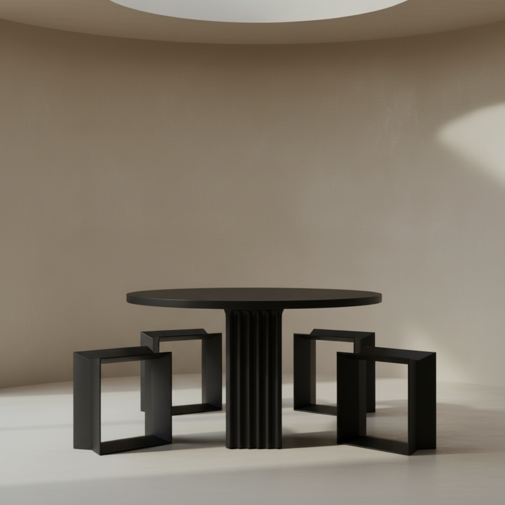 Reflex Stool - Matte Black Lacquer Solid Oak