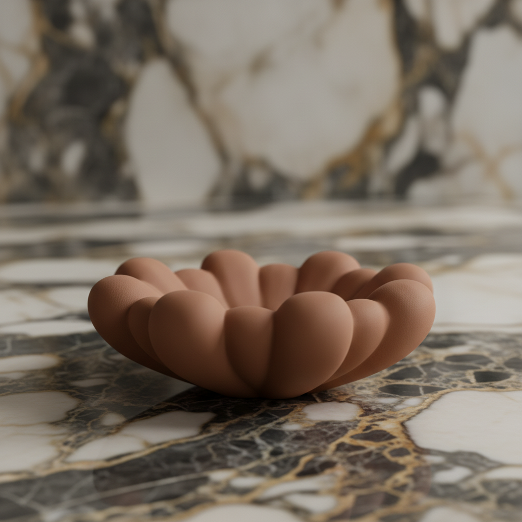 Bloom Tray Medio Almond — Marble Close-Up