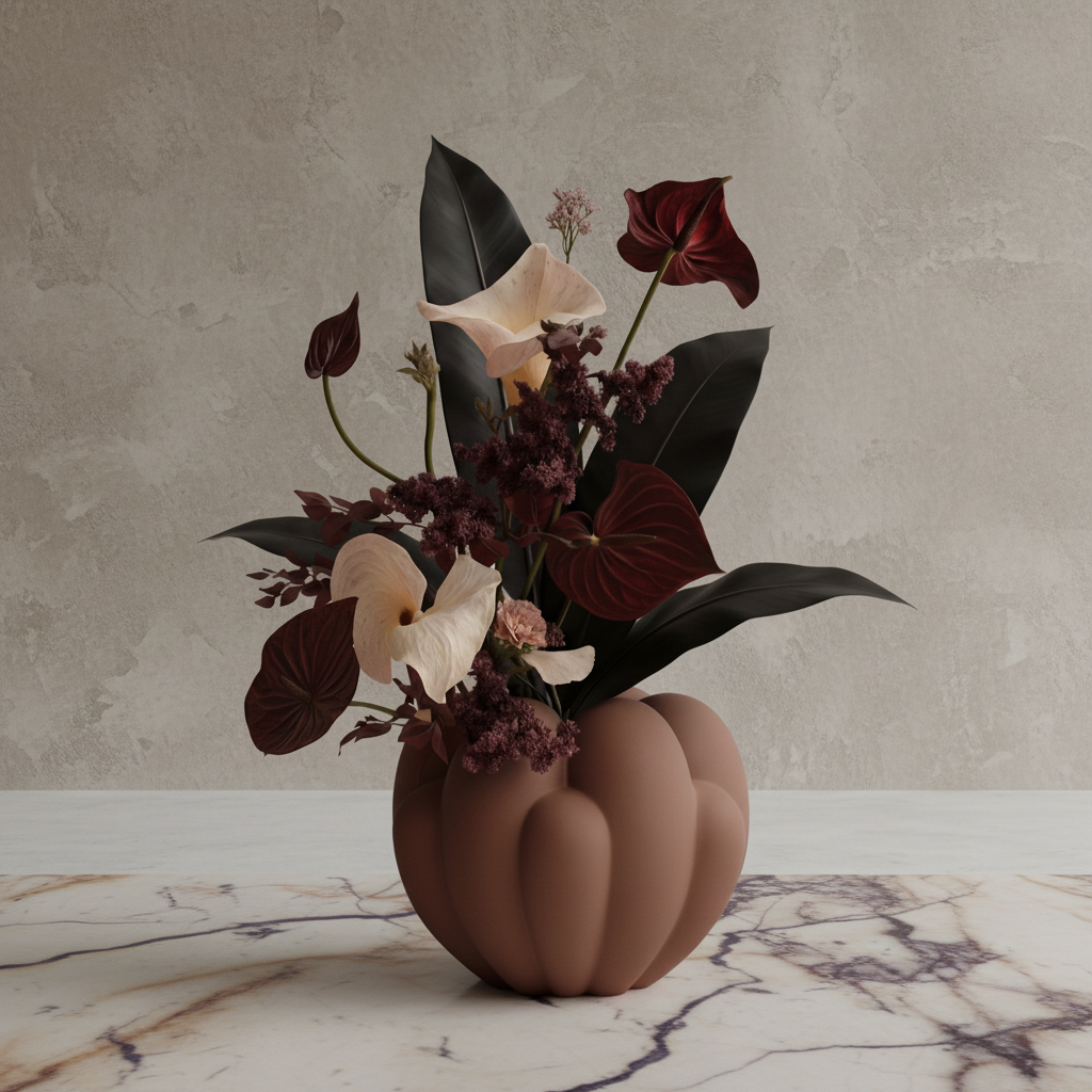 Bloom Vase Mini – Warm Limewash & Calacatta Viola