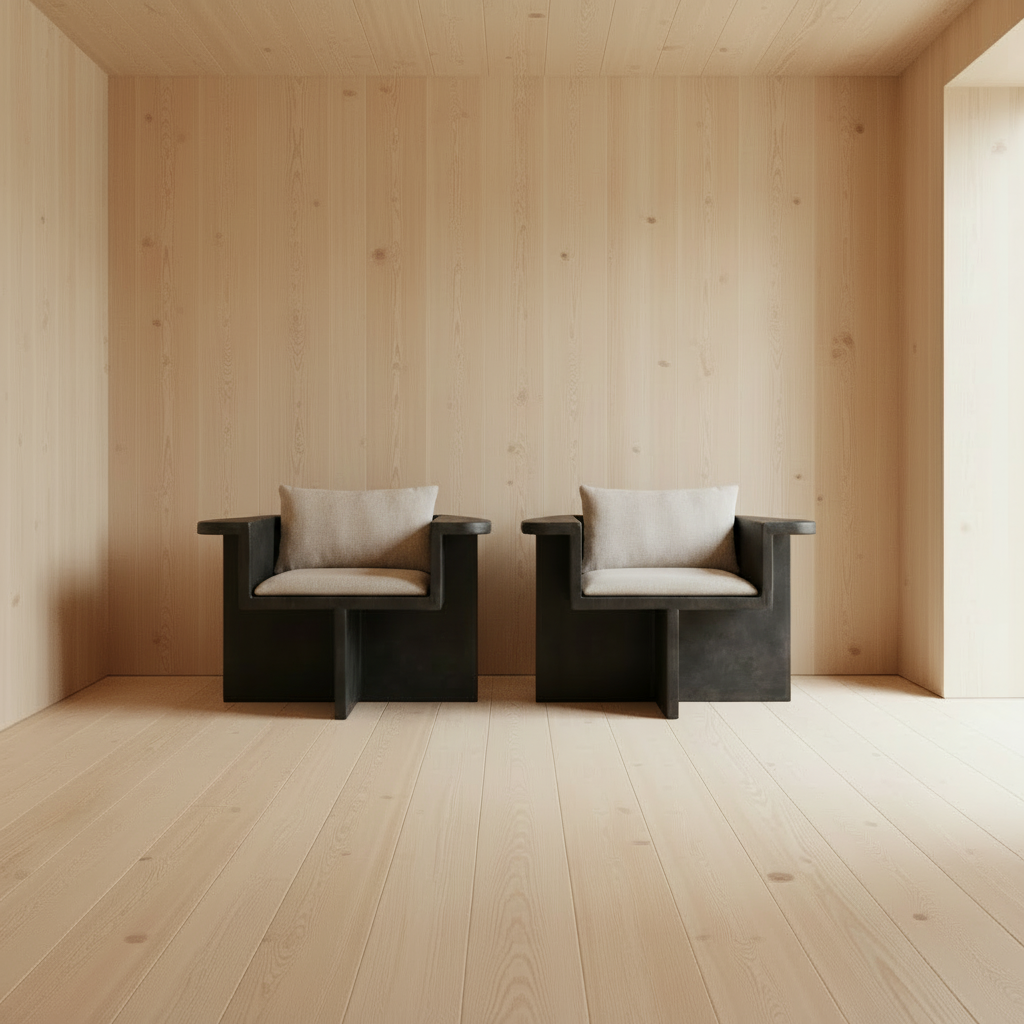 Brutus Lounge Chairs with Makura seat and back cushions