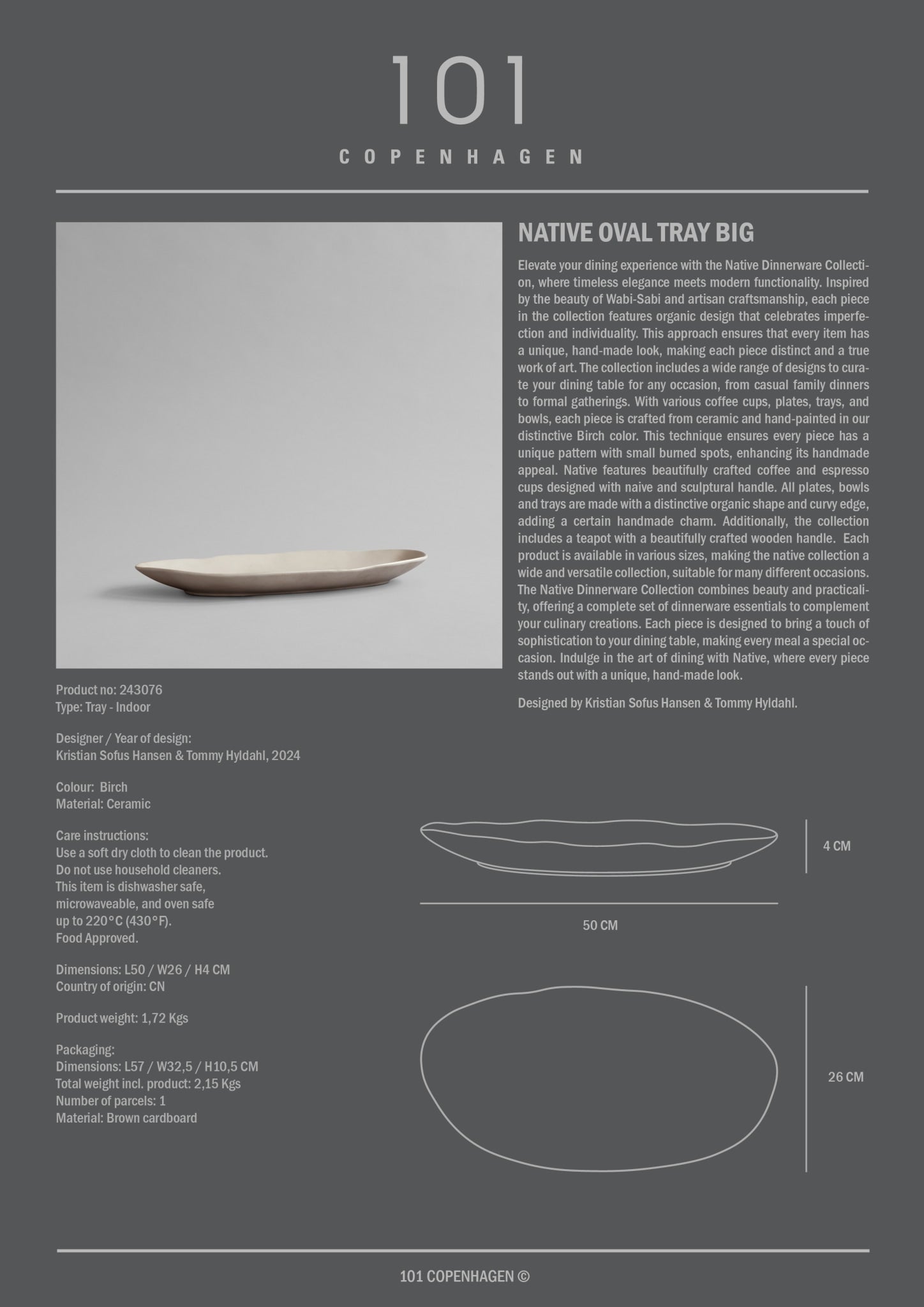 Native Oval Tray, Big - Birch*